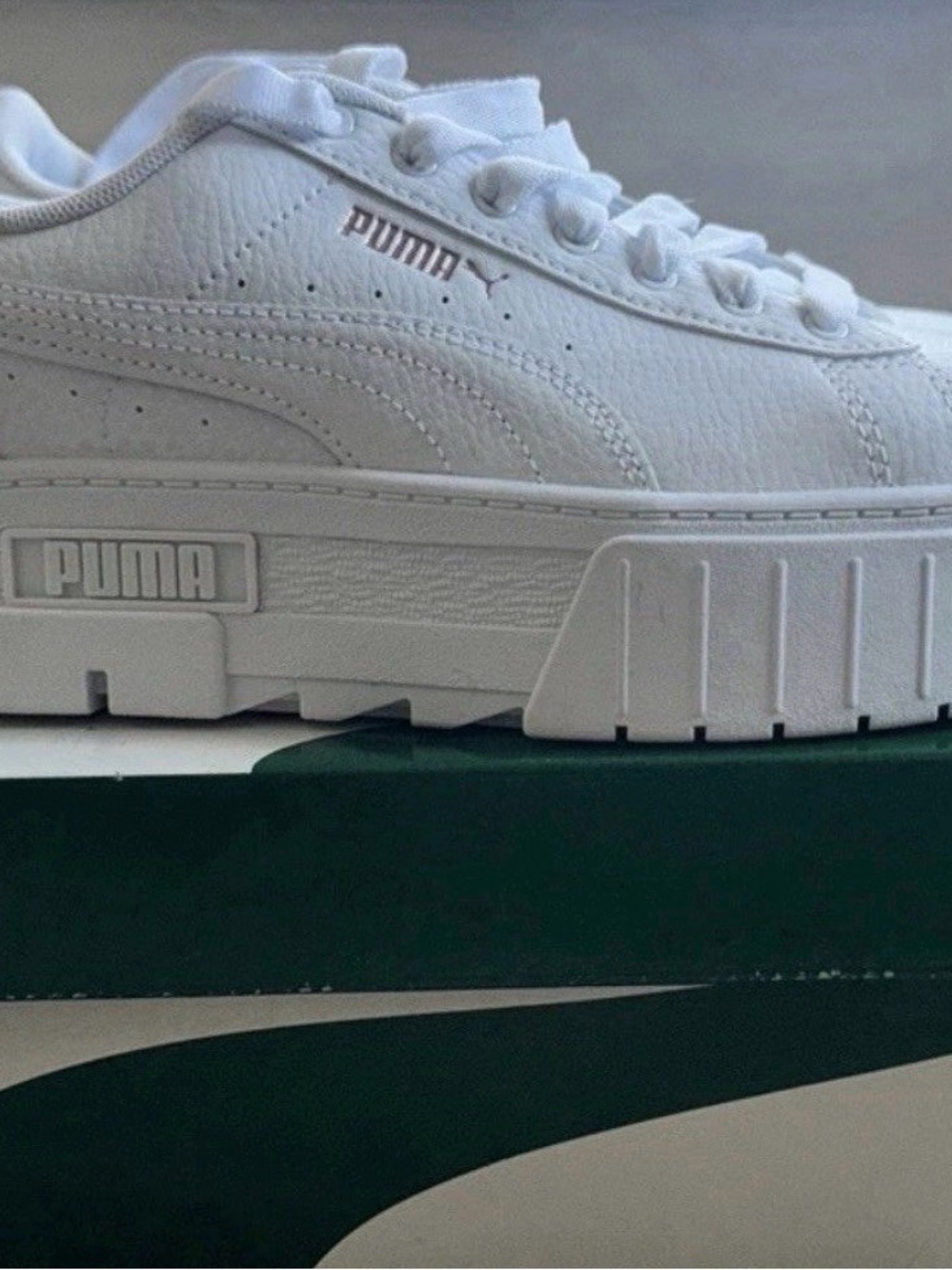 Puma Mayze Platform Sneakers, size 6C Junior, White-White-Rose Gold, Brand New - Picture 1 of 7